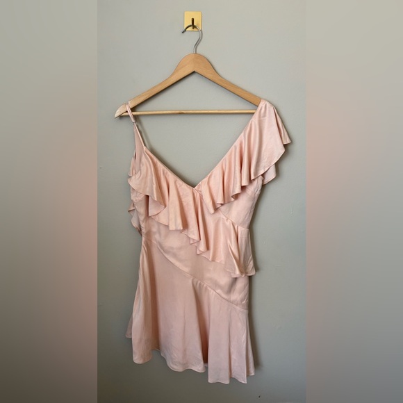 NWT Small NBD Revolve "Twain" Ruffle Sherbet Orange Mini Dress - Picture 3 of 7